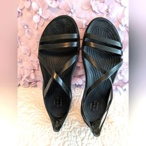 Crocs Size 8 Black Strappy Jelly Sandals